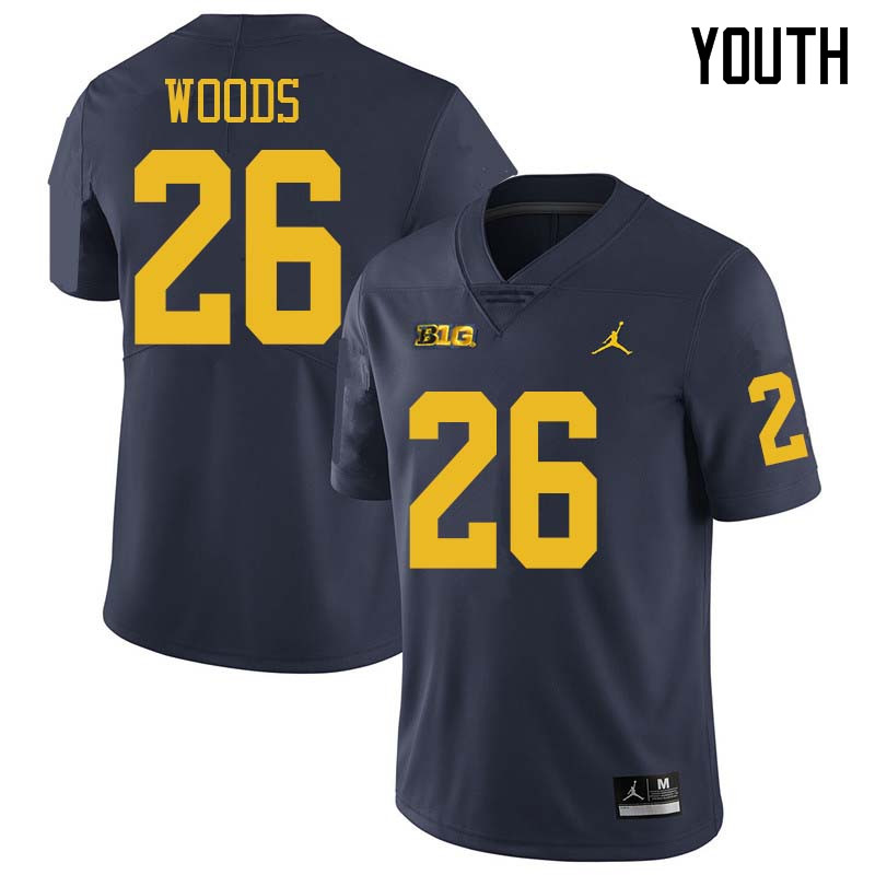 Jordan Brand Youth #26 J'Marick Woods Michigan Wolverines College Football Jerseys Sale-Navy